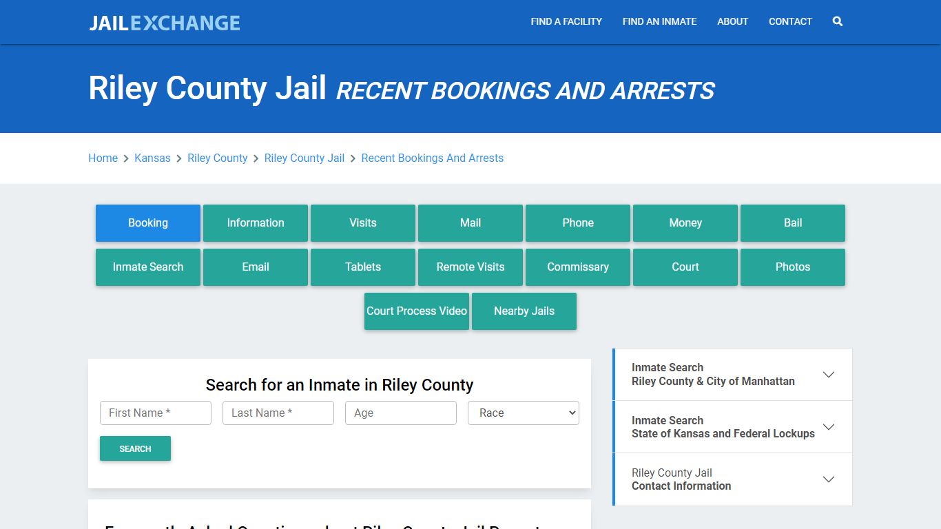 Riley County Jail Recent Bookings And Arrests - Jail Exchange