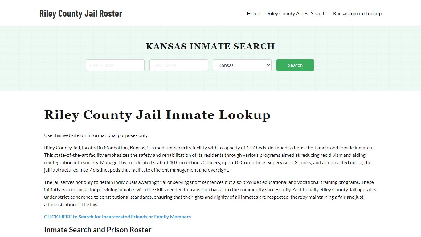 Riley County Jail Roster Lookup, KS, Inmate Search